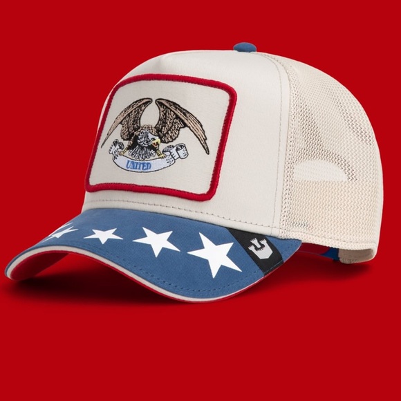 Goorin Bros Animal The Farm Trucker Baseball Snapback Hat Cap United Eagle Cream